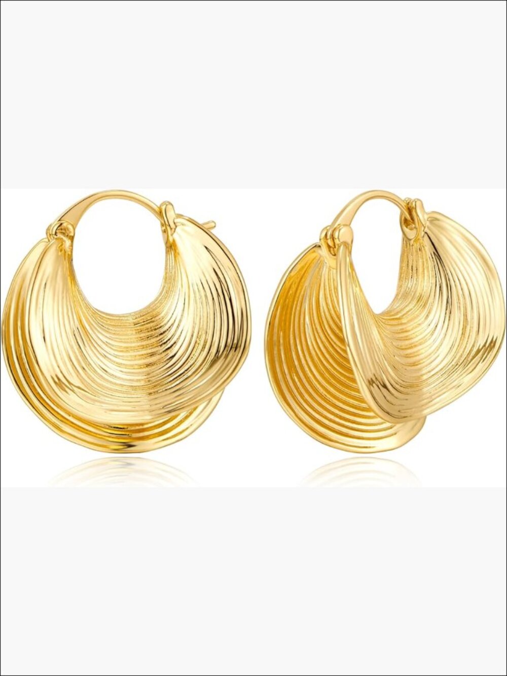 Gold Plated Hoop Earrings Chunky Statement Jewelry